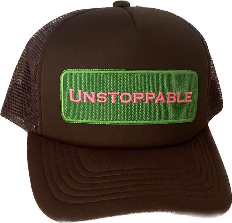 BEVERLY HILLS CHOCOLATE TRUCKER HAT LIME / PINK PATCH