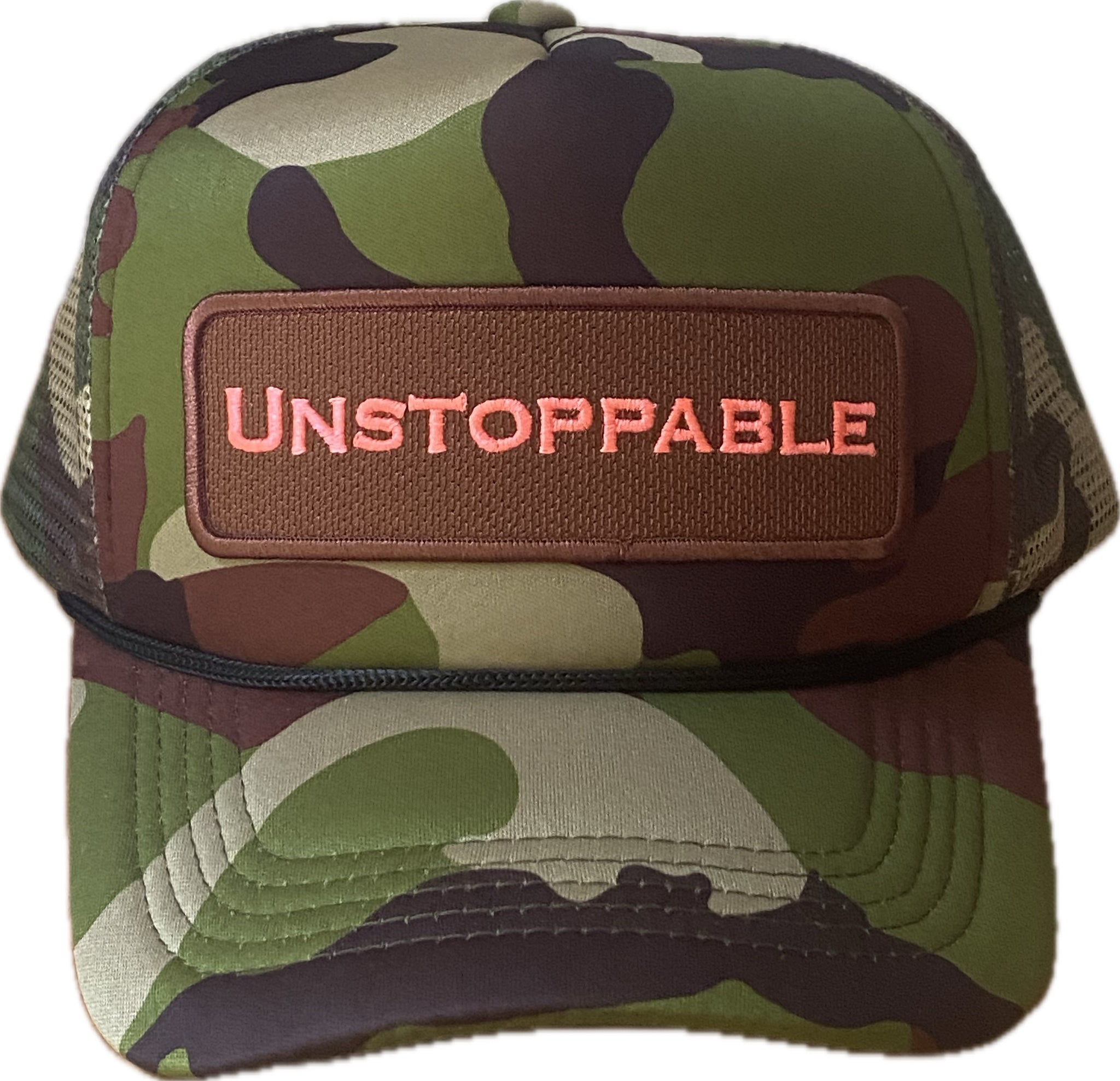 ALL CAMOUFLAGE TRUCKER HAT CHOCOLATE /PINK PATCH