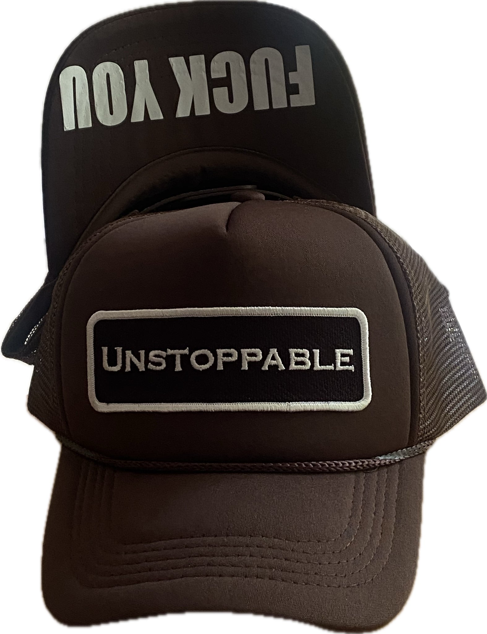 FUCK YOU 👊🏽 BROWN TRUCKER HAT