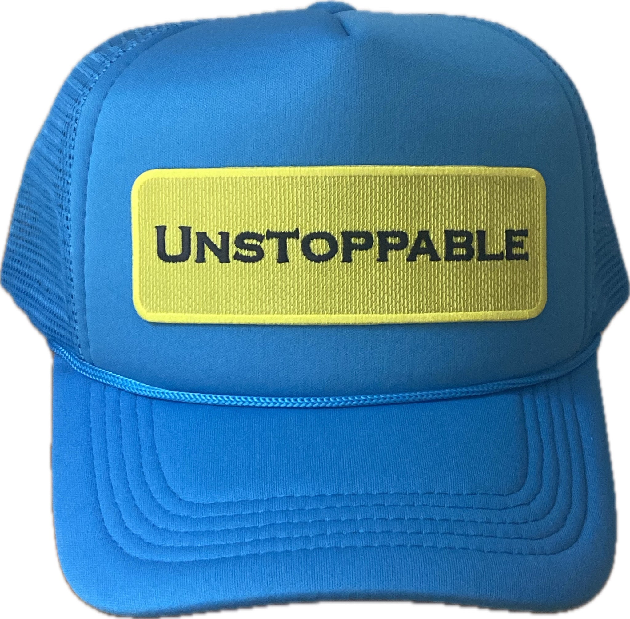 NEON LIGHTS ⚡️NEON BLUE TRUCER HAT YELLOW /BLACK PATCH