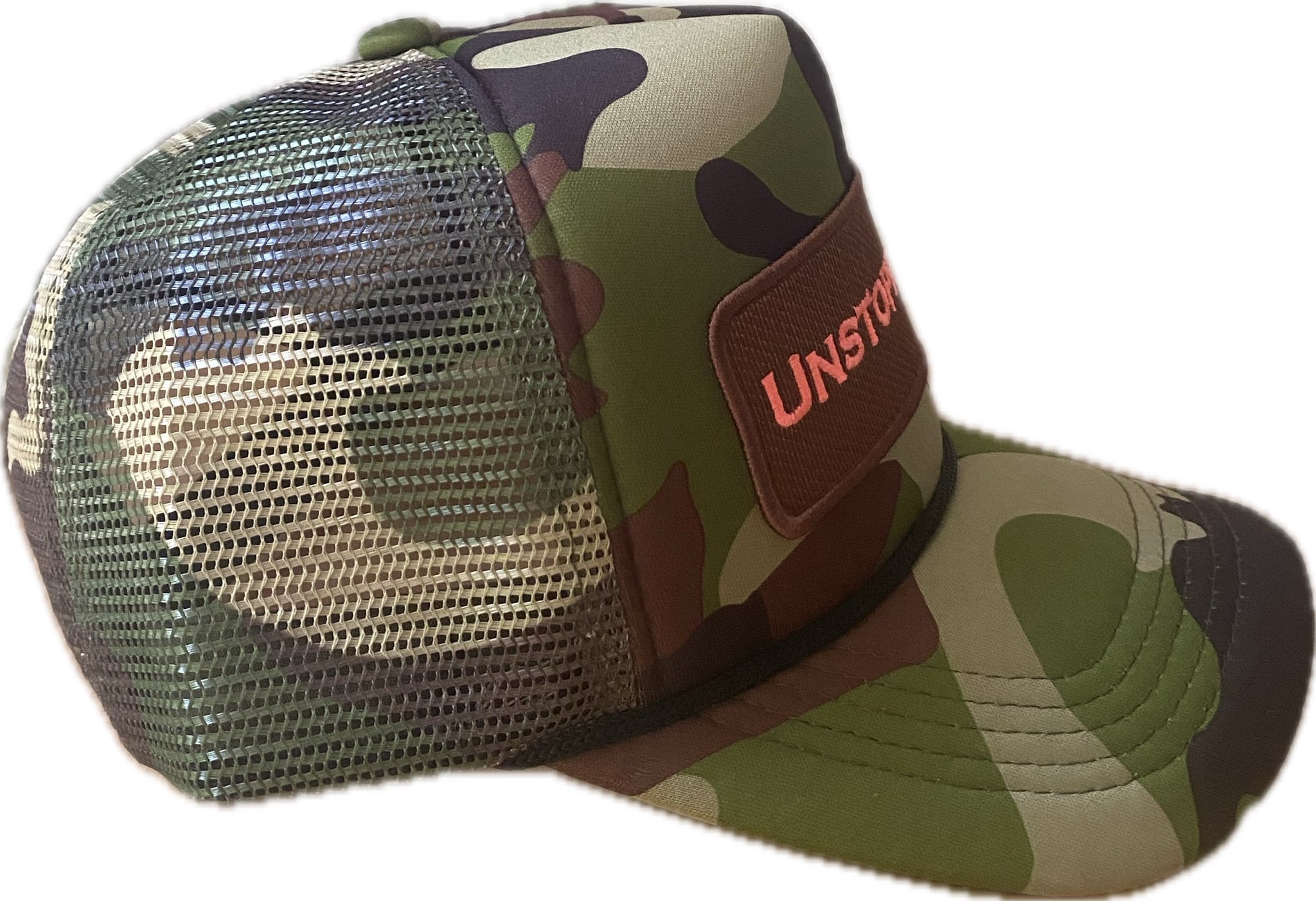 ALL CAMOUFLAGE TRUCKER HAT CHOCOLATE /PINK PATCH
