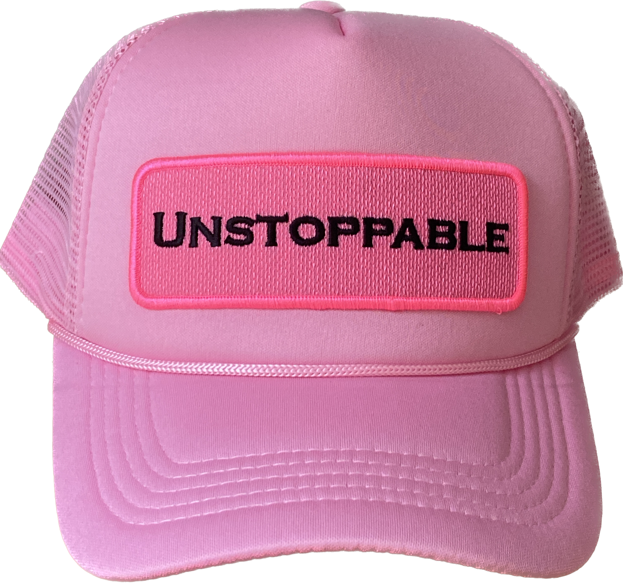 BUBBLE GUM PINK TRUCKER HAT NEON PINK /PINK PATCH