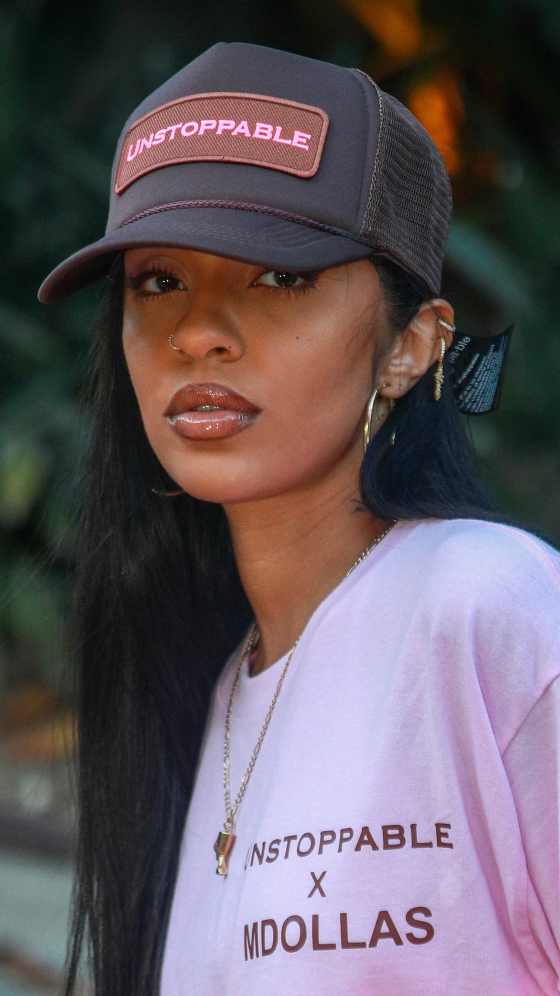 MDOLLAS CHOCOLATE BLOOM TRUCKER HAT